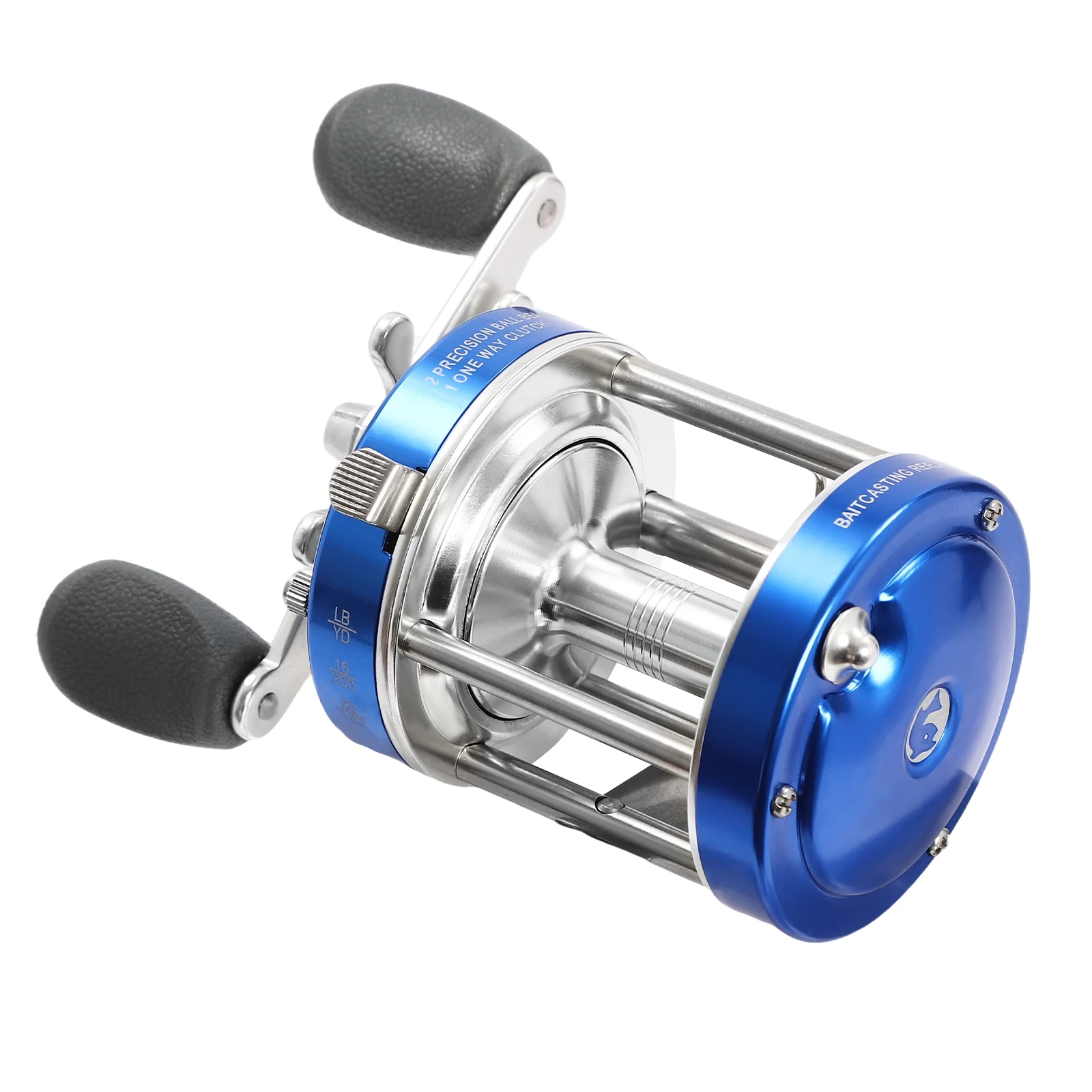 Round Baitcasting Reel Conventional Reel for Catfish Baitcasting Fishing Reel Blue