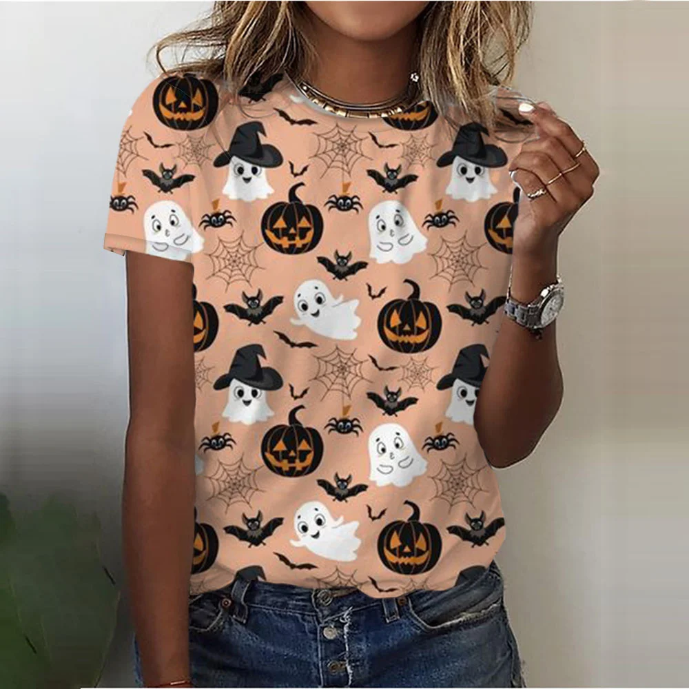 Disney Happy Halloween Women T-Shirt Cartoon Minnie Mouse Tops Tees Casual Streetwear Female Fashion Outfit Harajuku Clothing