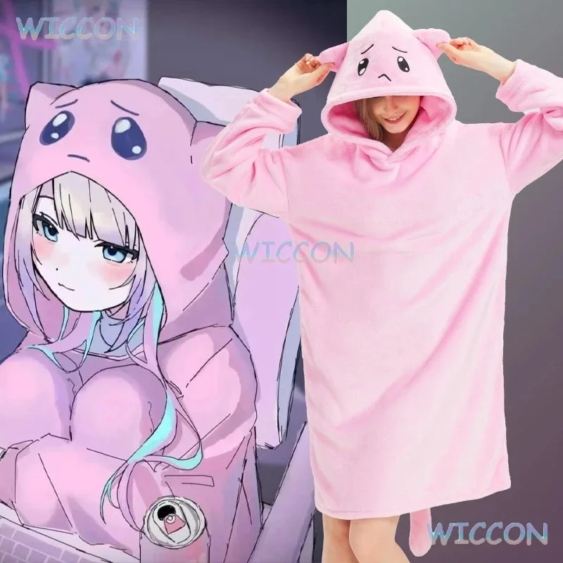 25COSAme KAngel Cosplay Piyama Hoodie Merah Muda Game NEEDY GIRL OVERDOSE Piyama Merah Muda KAngel Di Depan Komputer Setelan Cosplay