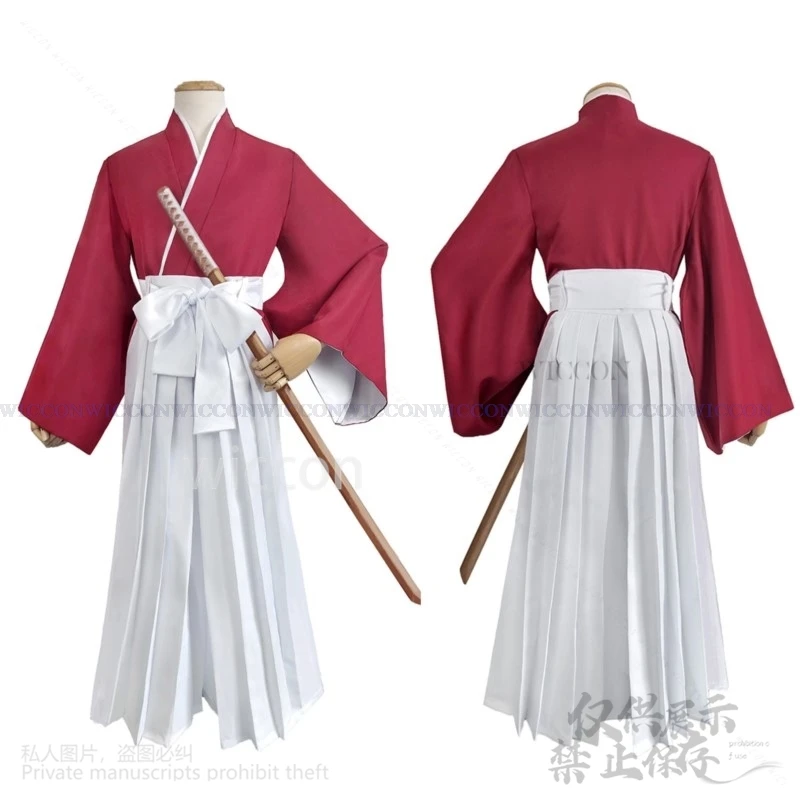 Anime Rurouni Henshin Cosplay Costume Wig Himura Kimono Japanese Kendo Outfit Halloween Battle Uniform Suit Wigs Enshin Roleplay