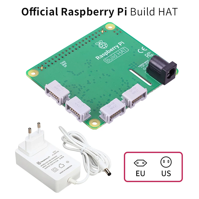 

Official Raspberry Pi Build HAT + 48W 8V 6A Power Suppy Connecting Raspberry Pi with Technic Devices