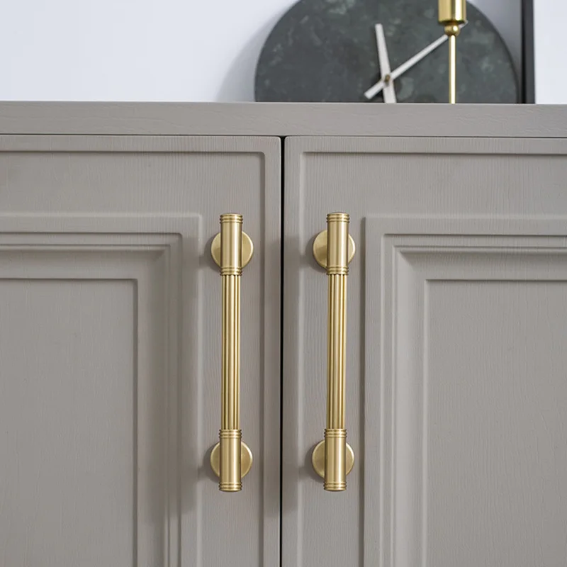 Furniture Handles Gold Brass Vertical Linear American LUX Cabinet Pulls Wardrobe Bars Furniture Door Handle