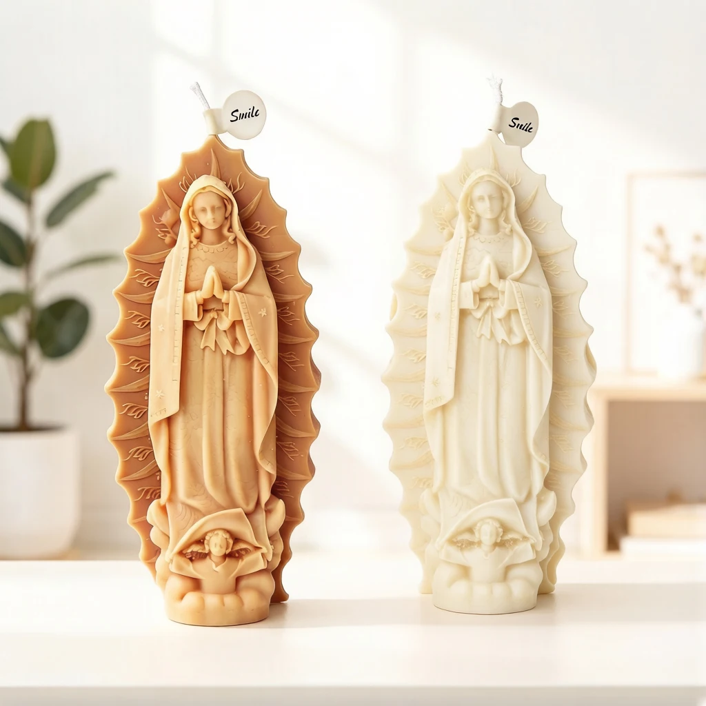 Jungfrau Maria Silikon-Kerzenform, Religiöse Statuen-Seifen- und Harzform, DIY Aromatherapie-Kerzen-Gipsform, Heimdekoration Geschenk