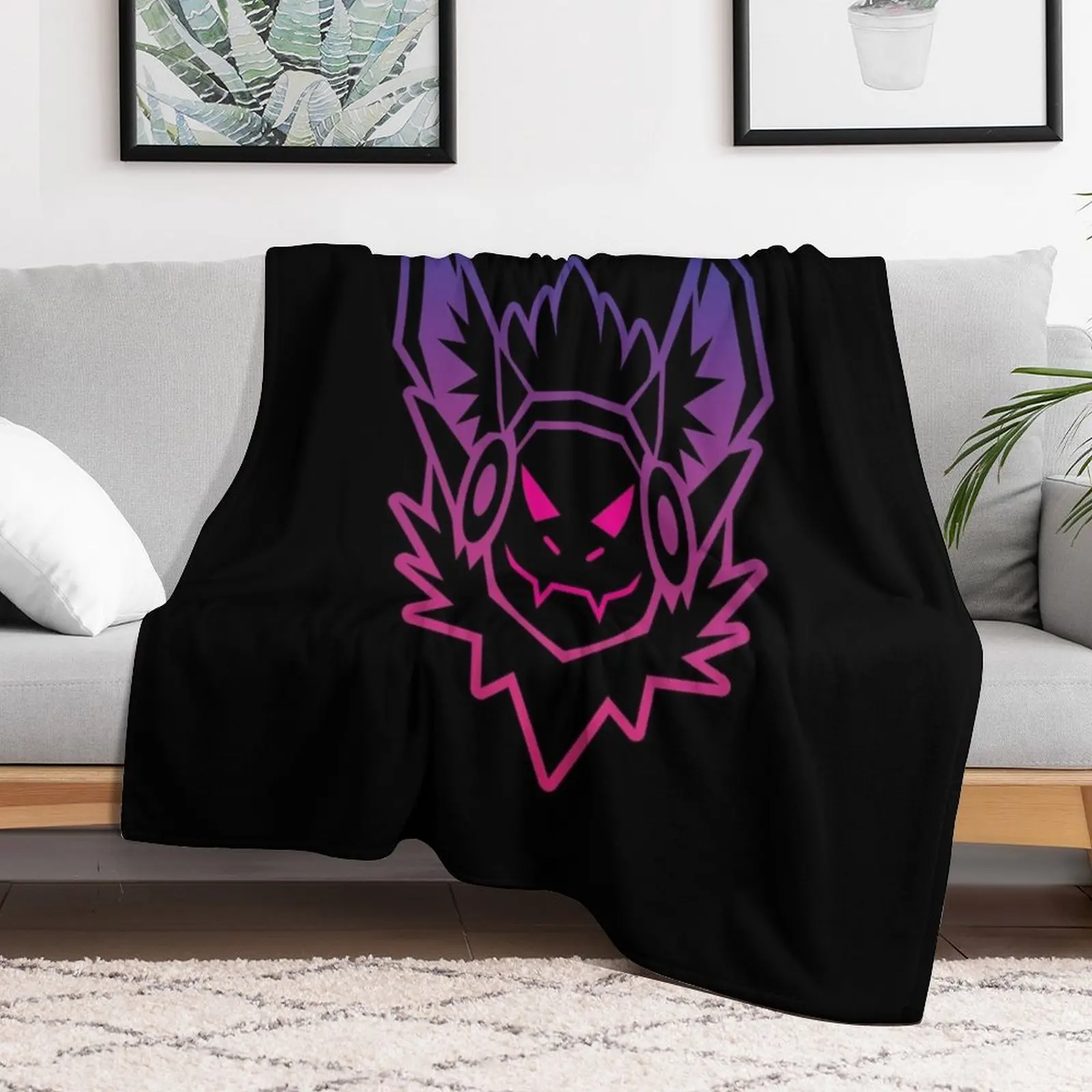 Synthwave Protogen T-Shirt Throw Blanket Cozy Sofa Blanket for TV Watching Napping