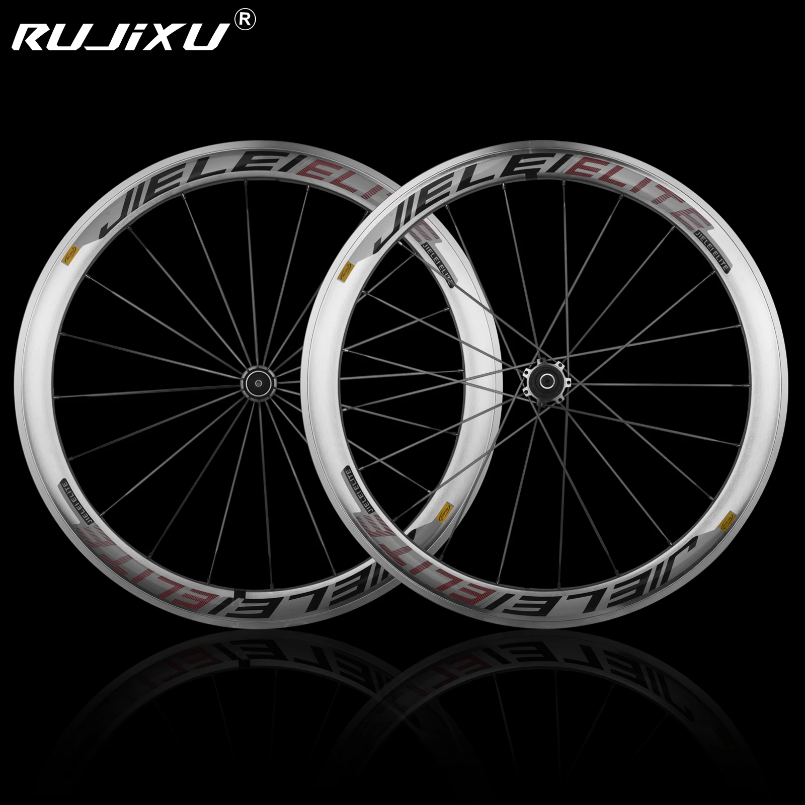 RUJIXU 700C Silberner Fahrrad-Laufradsatzrahmen, Straßenradpaket, V-Cdisc-Bremse, Rückenbremse, gerades festes Getriebe, 700C, 30 mm, 40 mm, 50 mm – Detail 18