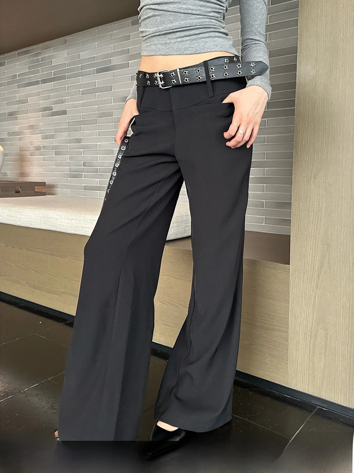 

GOGOBURN High Waist Wide Leg Straight Leg Casual Pants Women's Black Loose Fit Autumn New Style Simple Drapey Trousers