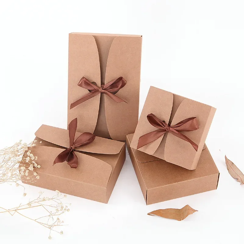 

20pcs Square Kraft Paper Gift Boxes Package Candy Cake Snack For Wedding Birthday Christmas Home Party Baking Packing Box