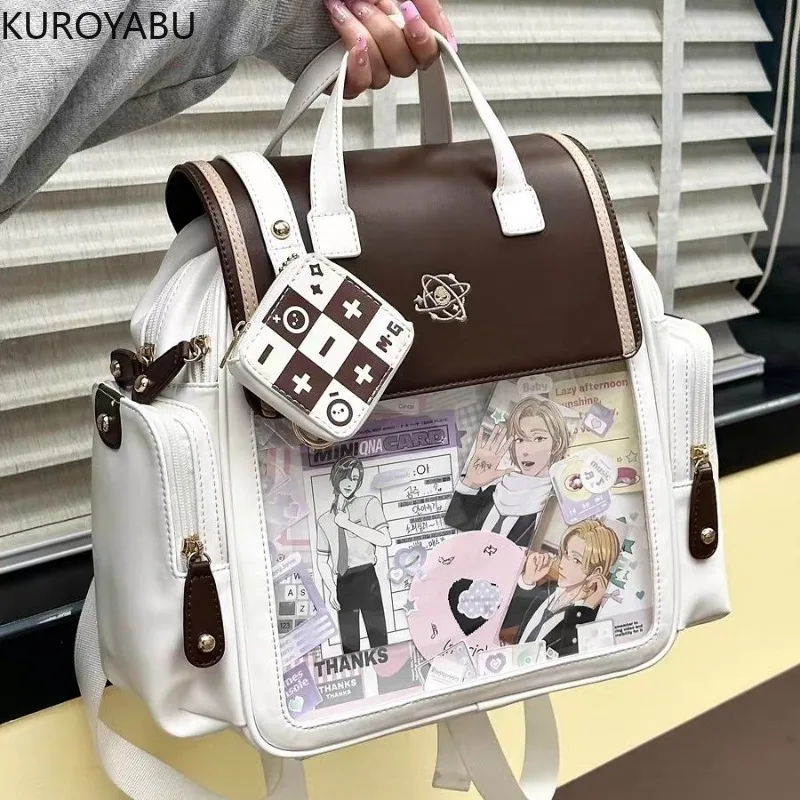 Preppy Style Backpacks Japanese Cute Y2k Bag Fashion PU Shoulder Bag Girls Transparent Harajuku Crossbody Bag Women\'s Backpack