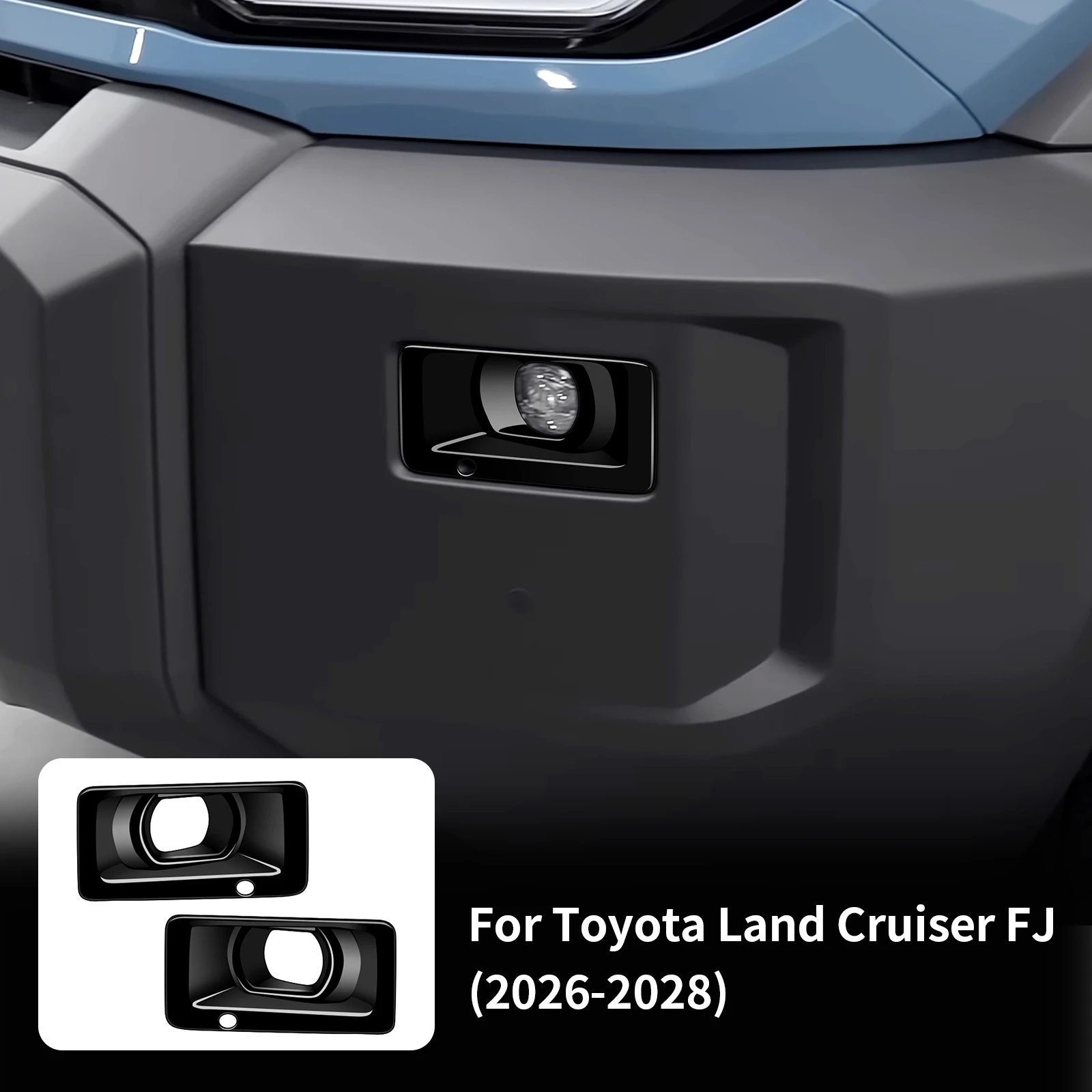 LHD RHD Glossy Black Front Fog Light Bezel Frame Protective Trim Cover For Toyota Land Cruiser FJ 2026-2028 Auto Outer Mod Parts