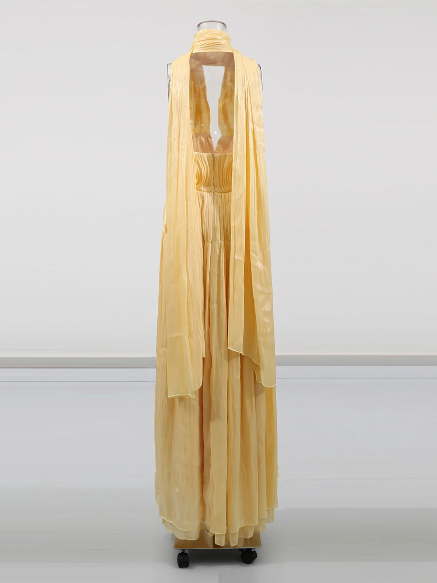 VGH Abiti da sera solidi dimagranti sexy per le donne Scollo a V profondo senza maniche Abito con temperamento alto Wiast Stile moda femminile Nuovo