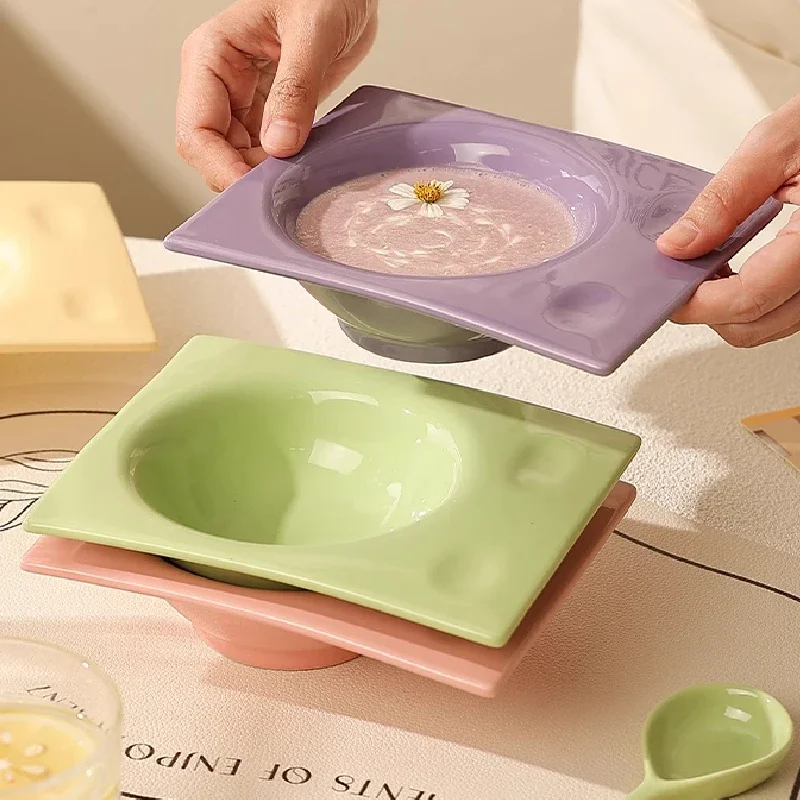 6 Inch Ceramic Dessert Salad Bowls Pure Colour Breakfast Yogurt Bowls Ice Cream Bowls Soup Household Tableware Kitchen Utensils