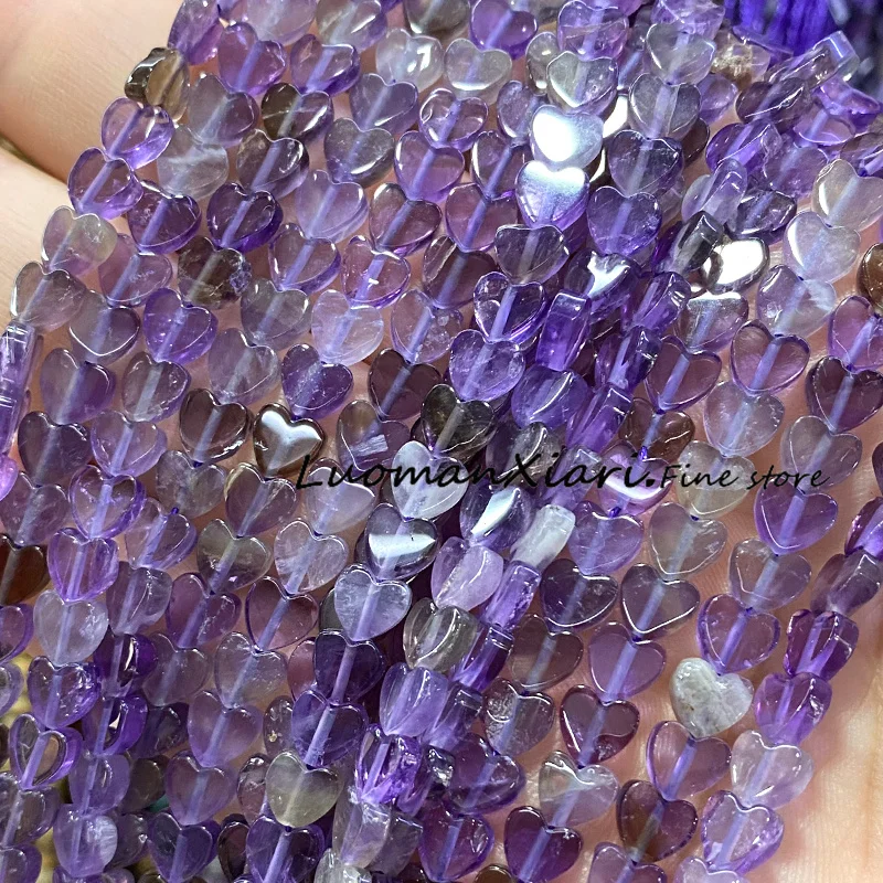 6MM Love Heart Natural Stone Amethyst Turquoise Aventurine Lapis Lazuli Spacer Beads for Jewelry Making Diy Bracelet Accessories