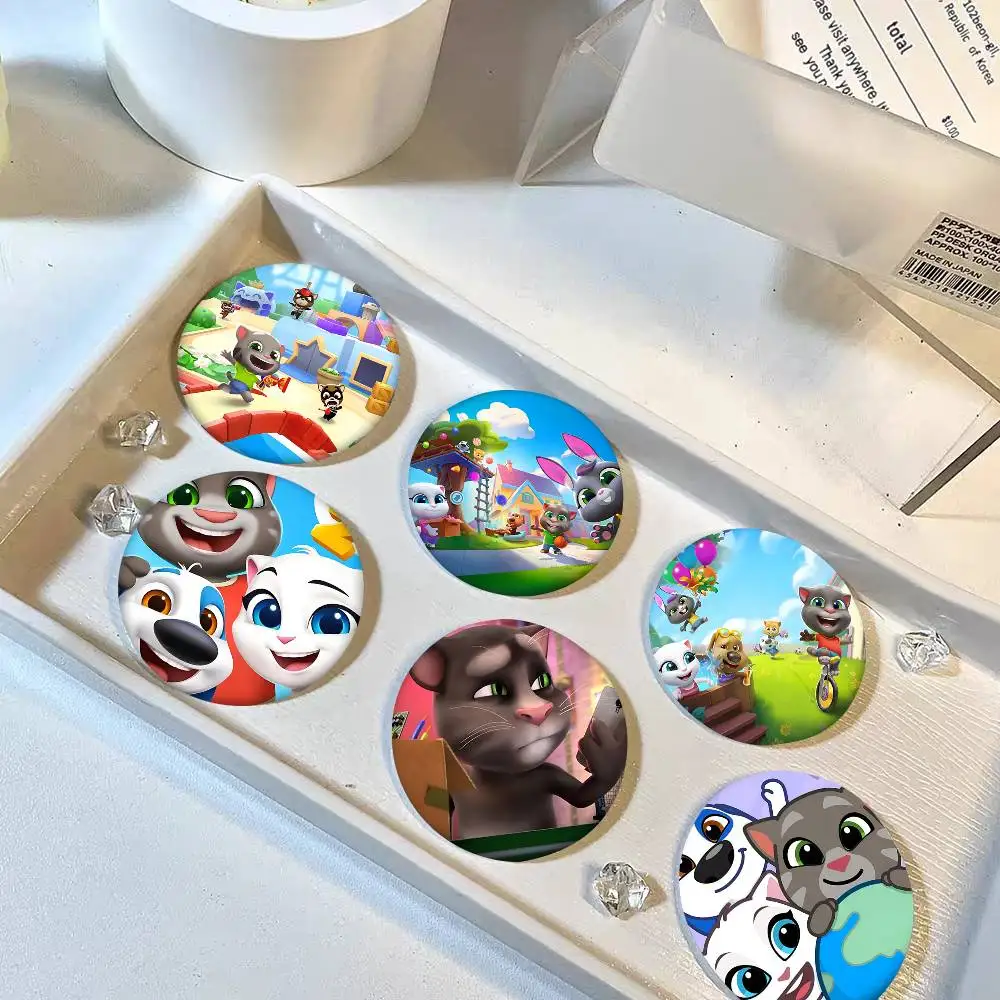 1pc Game T-Talking T-Tom And F-Friends Cartoon Style Badge Brooches On Backpack Decoration Round Enamel Pins For Accessorys