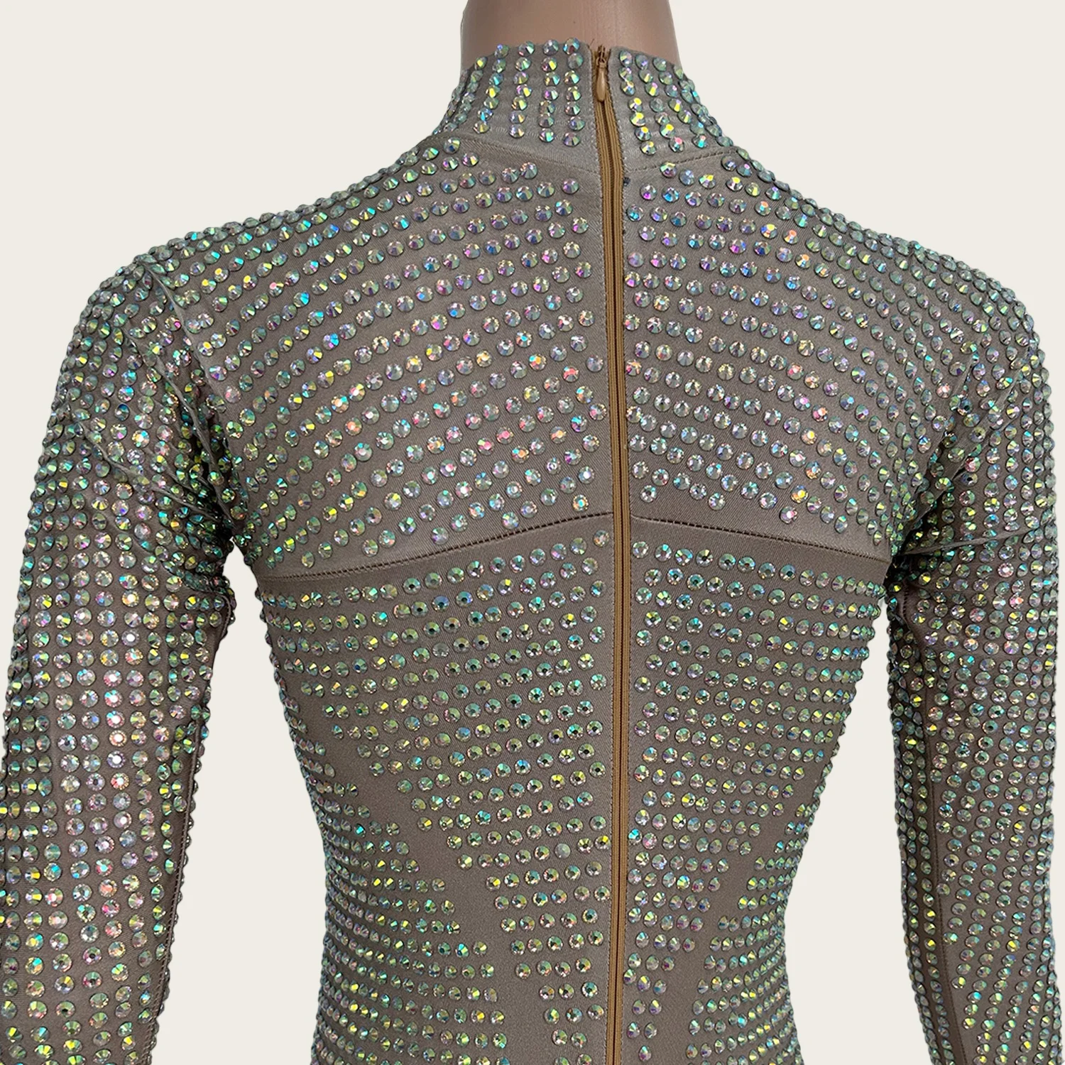 Jingdian Sparkly Volledige Strass Lange Mouw Jumpsuit Vrouwen Sexy Nauwsluitende Prestaties Dans Kostuum Nachtclub Stadium Slijtage