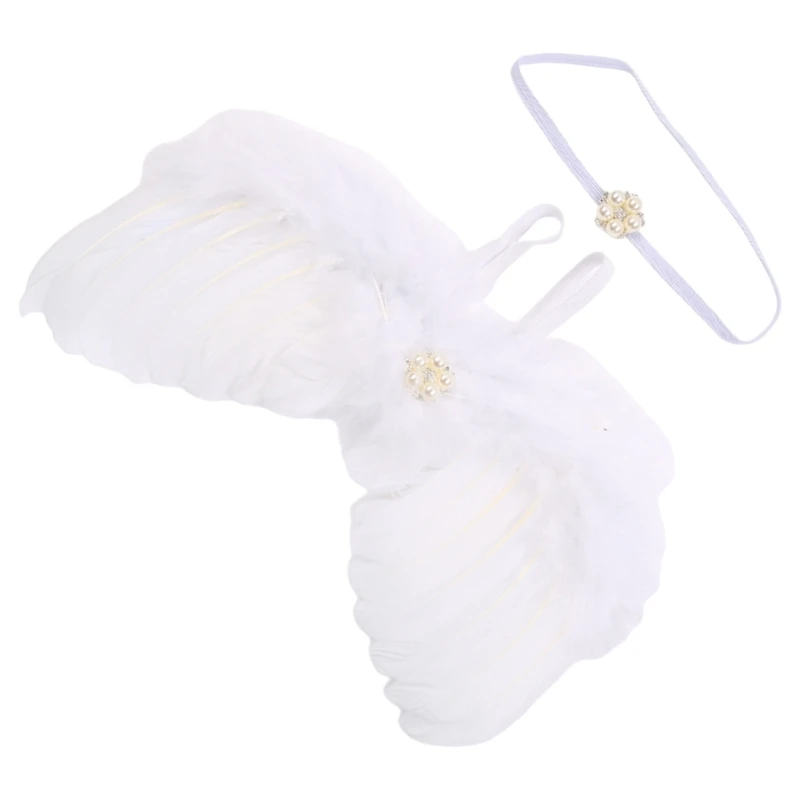 Newborn Photography Accessories Angel Baby Wing with Headband Outfit Memorable Newborn Photoshoot Props for Little Girls