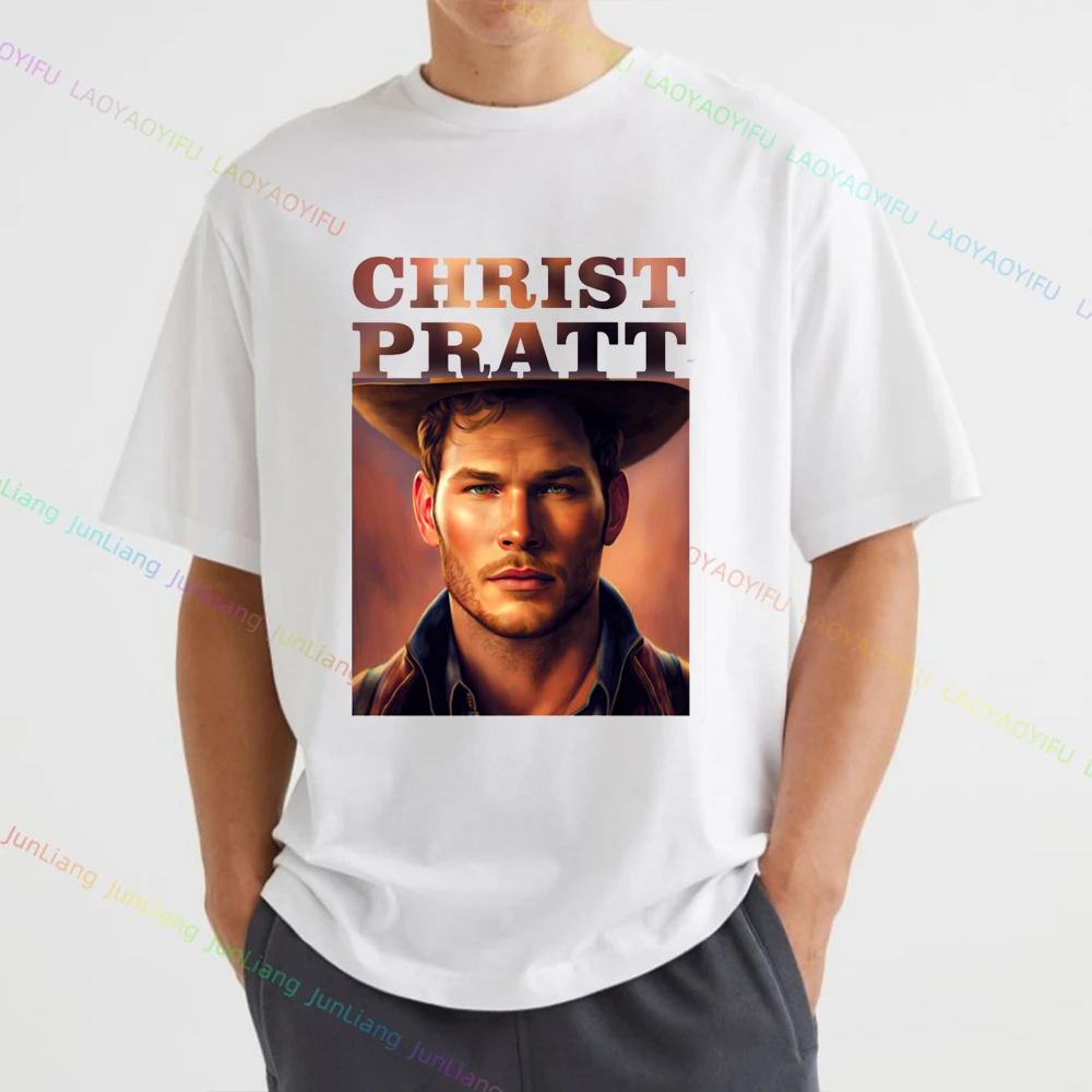 I Love Chris Pratt T-shirt Short Sleeve Tee Vintage Clothes Mens Funny 100% Cotton T-shirts for Men Men's Clothing Tshirt Y2k