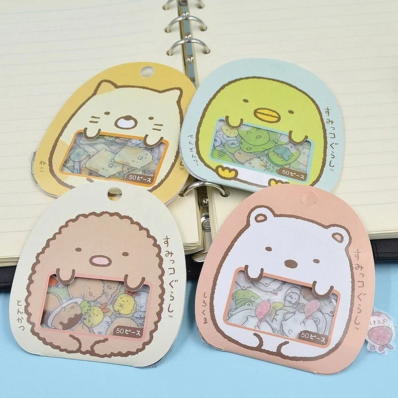 2Pcs Packs Cute Japanese Sticker Flakes Bag Sack Anlimals Scrapbooking Handheld Decorative Stickers
