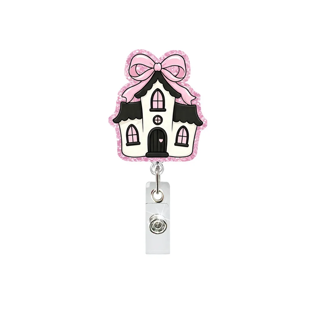 Cute Halloween Themed Retractable Rotatable Acrylic Id Badge Reel Work Badge Holder For Nurses And Office Staff Name Holder Clip