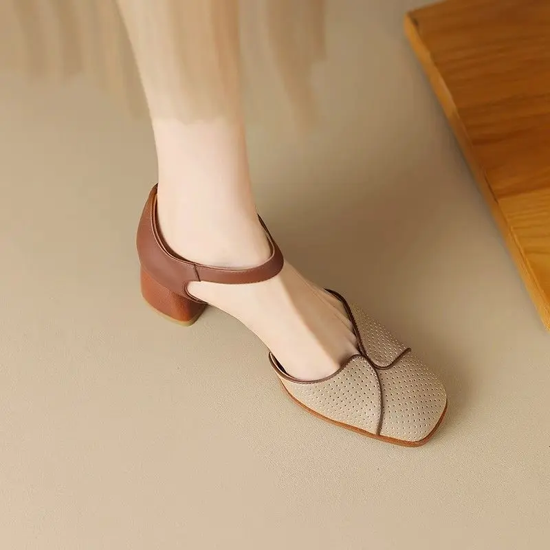 Woman Shoes for Office Work Sandals Women Heeled Sabot Half Pumps Closed High Heels Luxury 2024 Korea Trending Sales Trend Daily