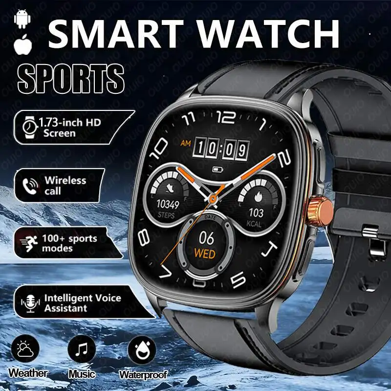 

2026 Fashionable Men's Sports Smart Watch Voice Assistant Weather 100 Sports + Waterproof Bluetooth Call Men Women Smart Watch