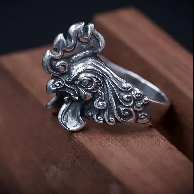 

New 2023 Vintage Fashion Personality Chicken Ring Unisex Hip-hop Punk Open Ring Banquet Jewelry Accessories Gift