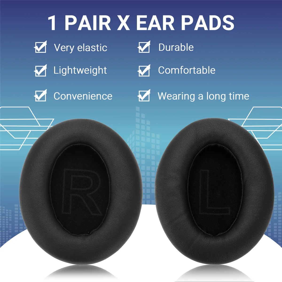 New 2Pcs Protein Leather Replacement Ear Pads for Anker Soundcore Life Q20, Q20BT Headphones Earpads