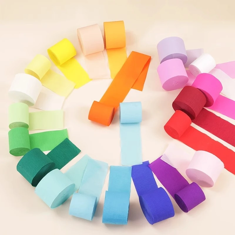 25m/Rolle 4,5cm Krepppapierstreifen, Seidenpapierrolle für Blumenhandwerk, Geburtstags- und Hochzeitsfeier-Hintergrund, DIY-Dekoration – Detail 4