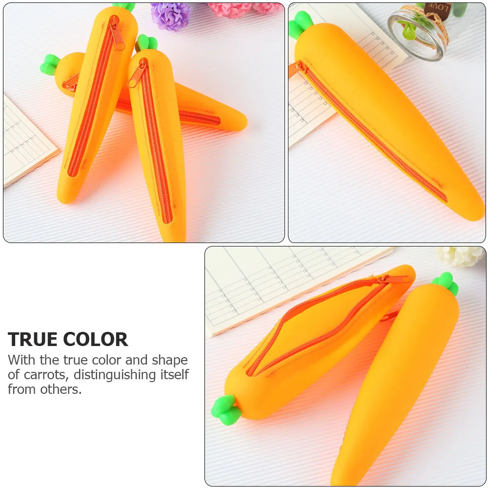 1 قطعة حقيبة أقلام رصاص على شكل جزرة لمسة مريحة شكل اللون الحقيقي مثالية للقرطاسية المدرسية حقيبة أقلام رصاص الجزر