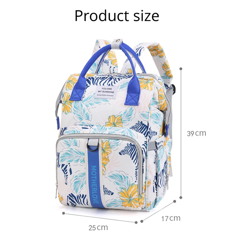 Mom\'s Bag Fashionable New Printed Multifunctional Mom\'s Bag Outdoor Travel Work Large Capacity Mother and Child Bag Backpack