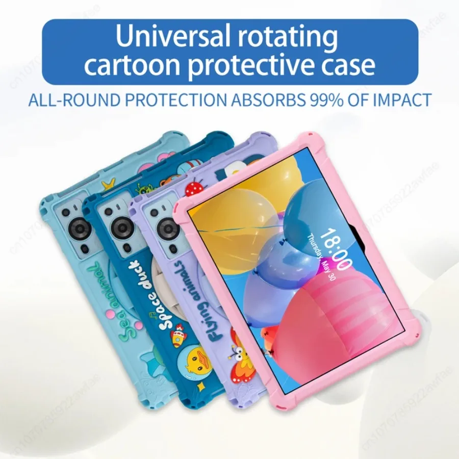 Cartoon Tablet Cover For Teclast M50 Mini 8.7 T50HD T50 HD 11 M40 SE Plus P20 HD P30 M40Plus Kids Silicone Rotation Stand Case - Image 2