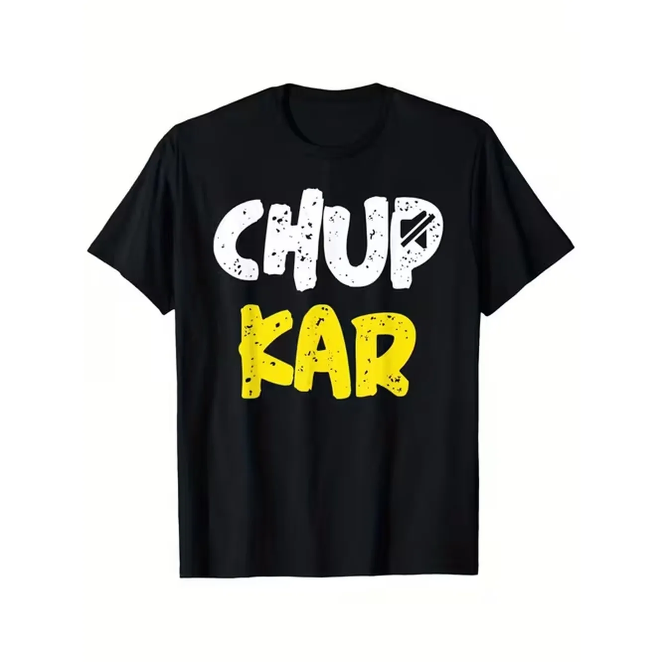 item picture mens black cotton t shirt with kar graphic print yellow white text casual round neck short sleeve tee comfortable casual attire smooth texture shirt for year round casual outfits