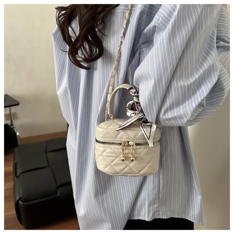 Chain Crossbody Bag, Women's Shoulder Bag, Scarf Small Handbag, Rhombus Small Square Bag, Exquisite Women's Shoulder Bag