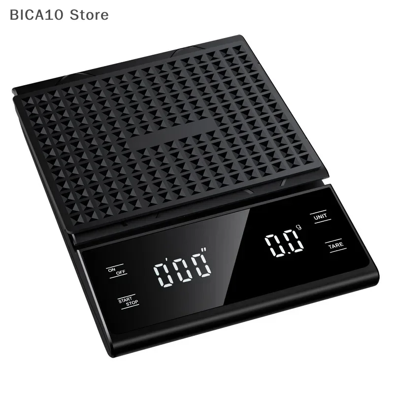 Balança de café digital expresso USB com tela LED com temporizador, 0,1g de alta precisão de pesagem até 3kg, perfeita para uso em cozinha