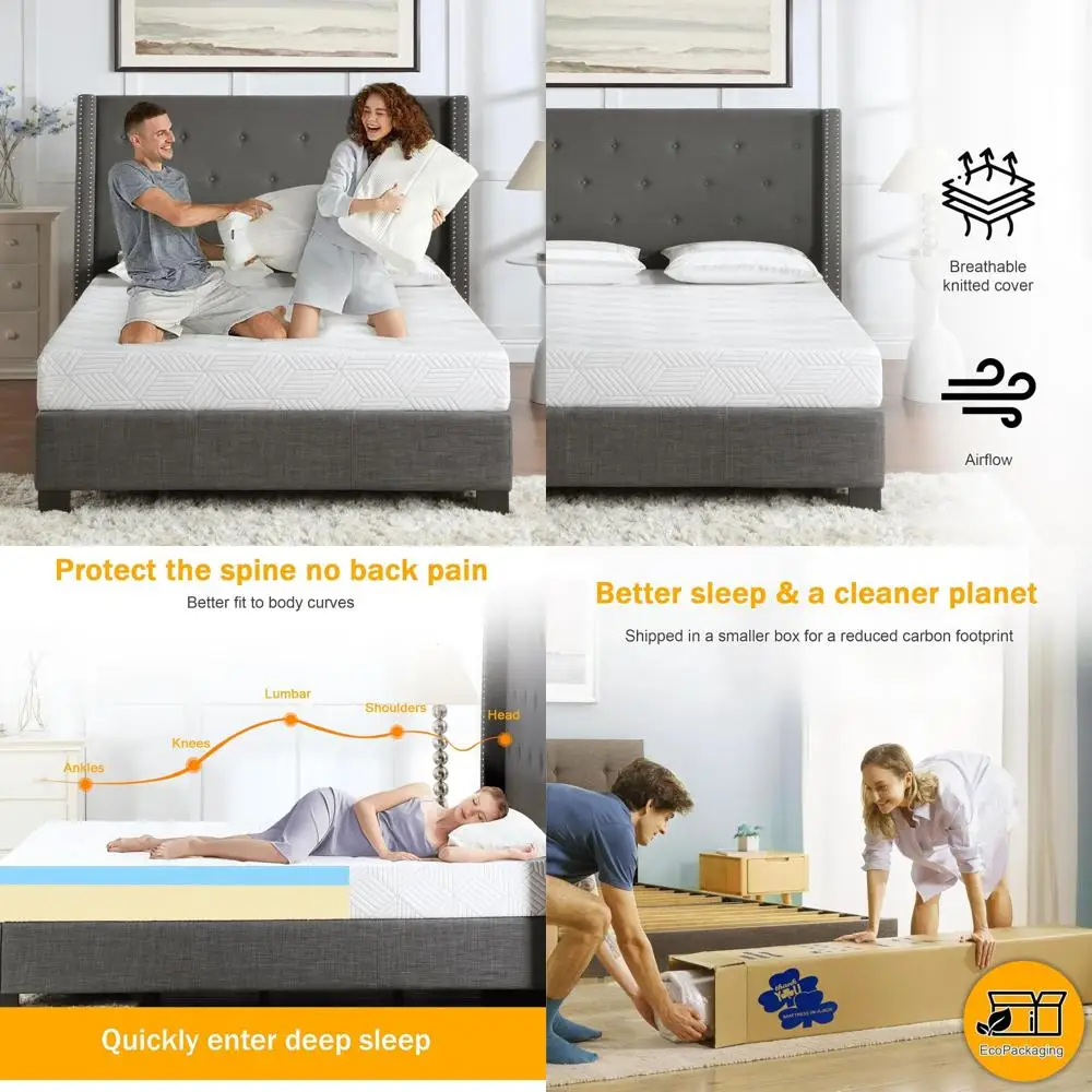 

Medium Firm Twin Size Gel Memory Foam Mattress with Removable Washable Cover for Breathable Comfort