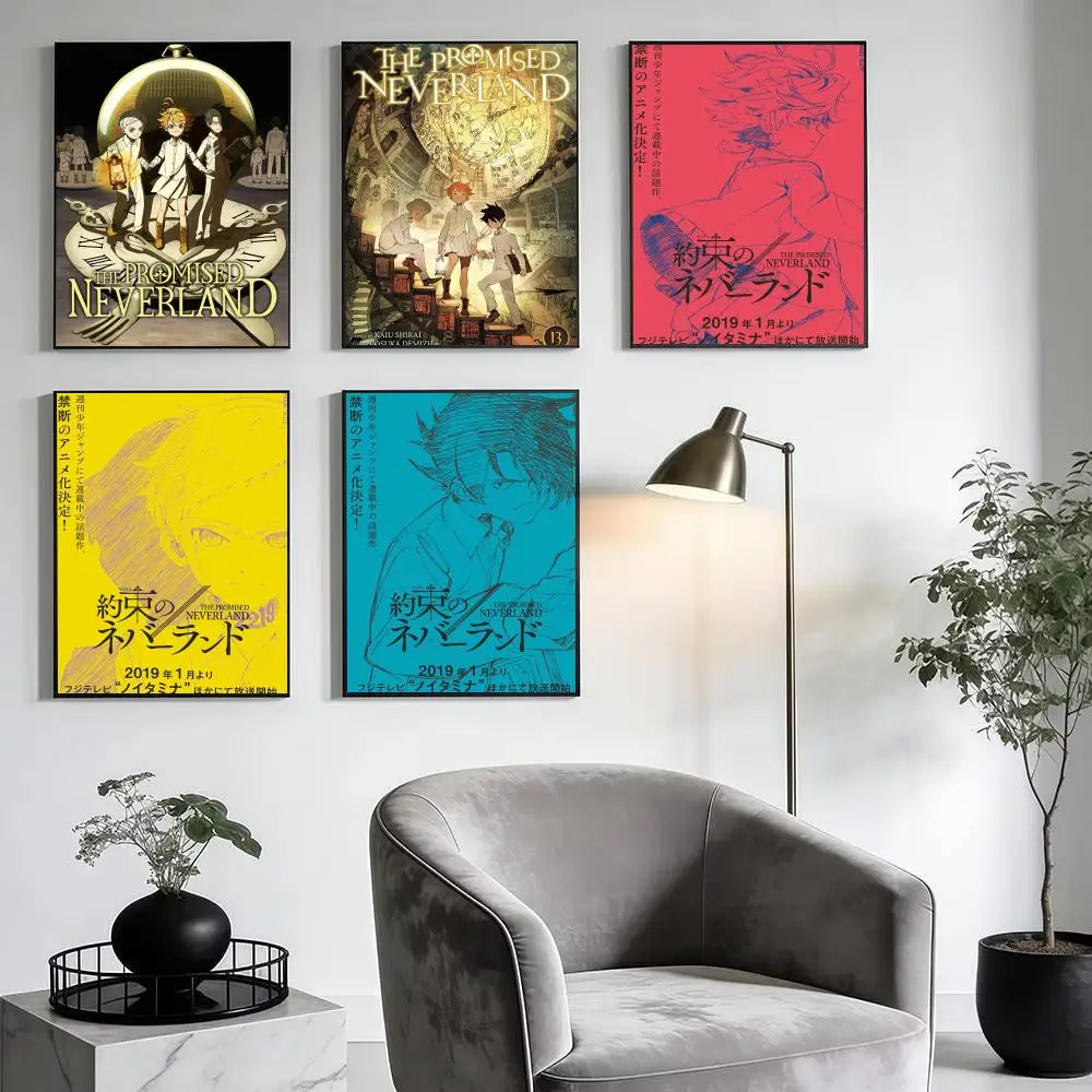 Anime T-The Promised Neverland Poster Aesthetic Wall Art Print Modern Bedroom Living Room Decor Trendy Gift