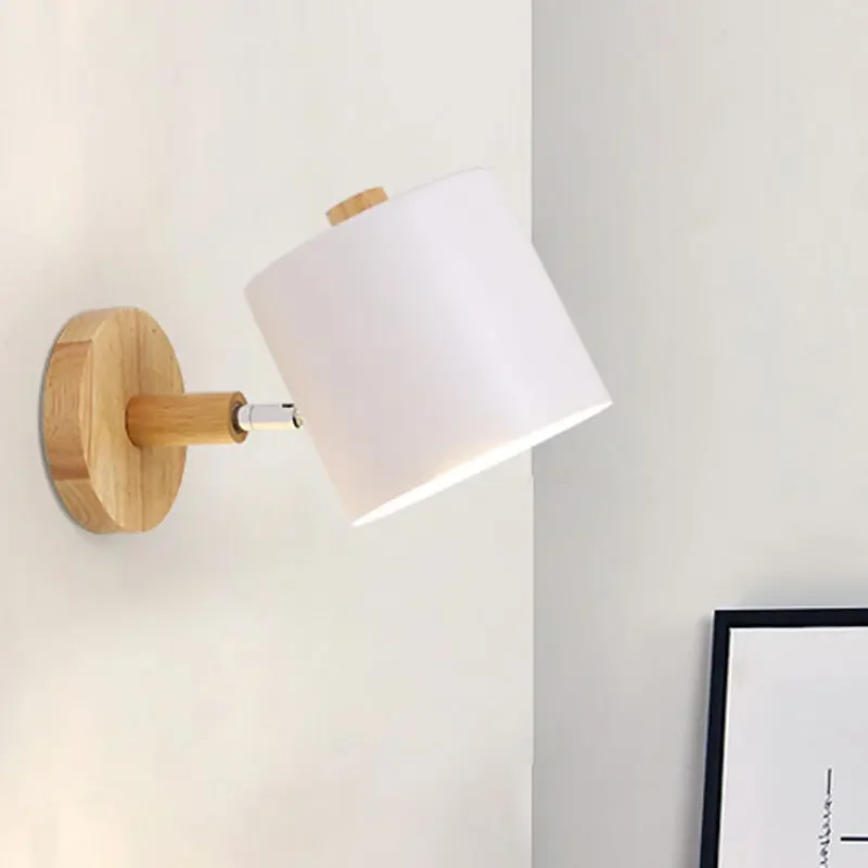 Creative wooden modern LED E27 wall lamp reading Bedroom Bedside Lighting study home improvement macaron color wall light