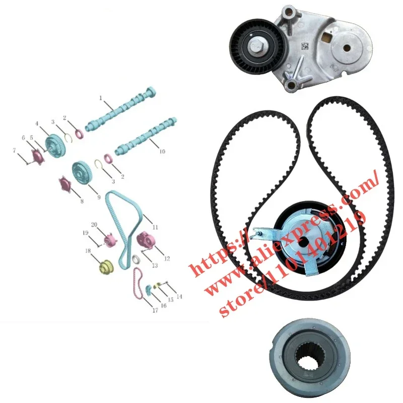 

Timing Belt, Tensioner, Idler, Crankshaft Timing Pulley for Geely MONJARO 2.0T JLH-4G20TDJ Engine