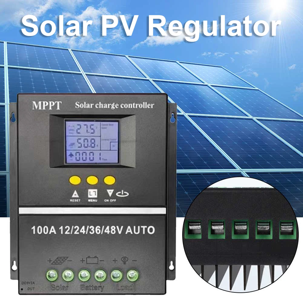 100A MPPT Solar Charge Controller PV Battery Charger LCD Display Solar Intelligent Regulator DualUSB 12V 24V 36V 48V Solar Panel