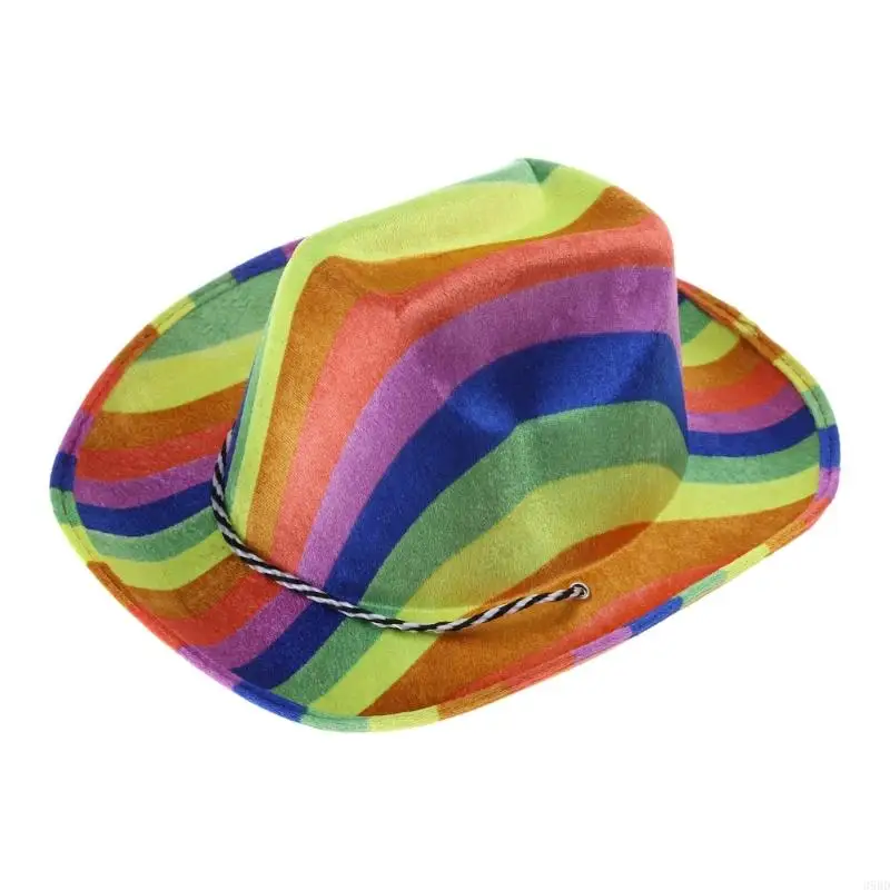 Vintage Fedora Hat Women Men Felt Ladies Cowboy Hats Party Rainbow Color  Top Bonnet Wedding Party Hat