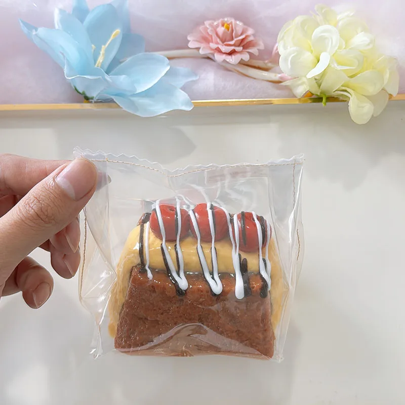 Food Grade Cherry Chocolate Toast Squishy Toy With Dripping Chocolate And White Cream Sauce Slow Rebound Soft Squeeze Toy