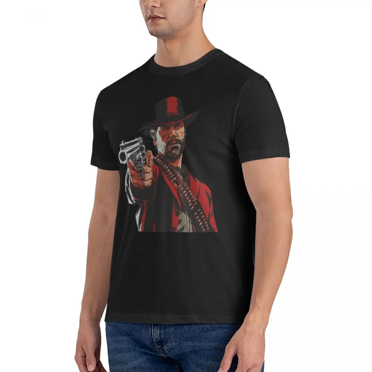 Funny Arthur Morgan T-Shirt for Men Crewneck Pure Cotton T Shirt Red Dead Redemption Short Sleeve Tee Shirt Gift Idea Tops