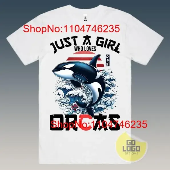 Camiseta divertida JUST A GIRL WHO LOVES ORCAS Ballena Pescado Océano Mamá Presente vintage Lavado Ropa de calle suave Ropa de diseñador de moda