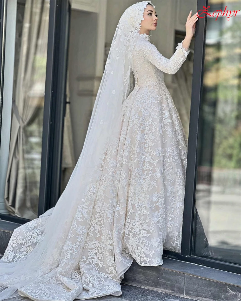 Vestidos largos de tul blanco personalizados para fiesta de boda, corte en A, cuello alto, elegante, Formal, temperamento de lujo, vestido de novia