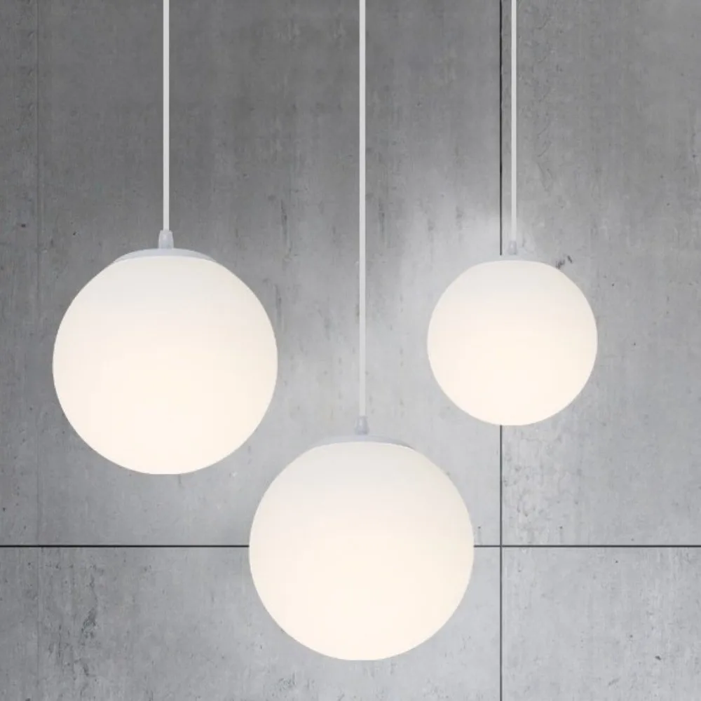 

Современный теплый свет, глобус, подвесной светильник E27, белый светодиодный подвесной светильник, пластиковый 15/20 см, подвесной светильник для спальни