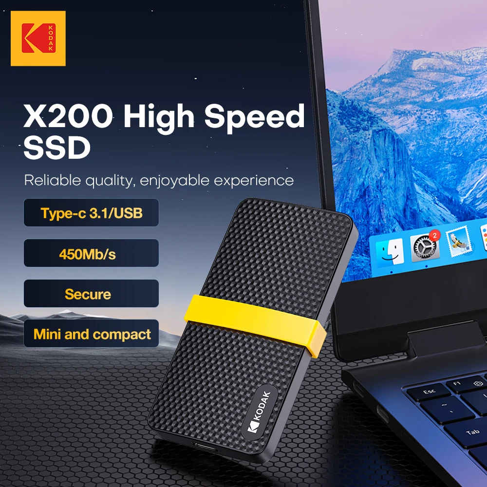 KODAK X200 High-Speed 256GB 512GB 1T Mobile Solid State Hard Drive External SSD Hard Drive For PS4/Laptop/Macbook/PC