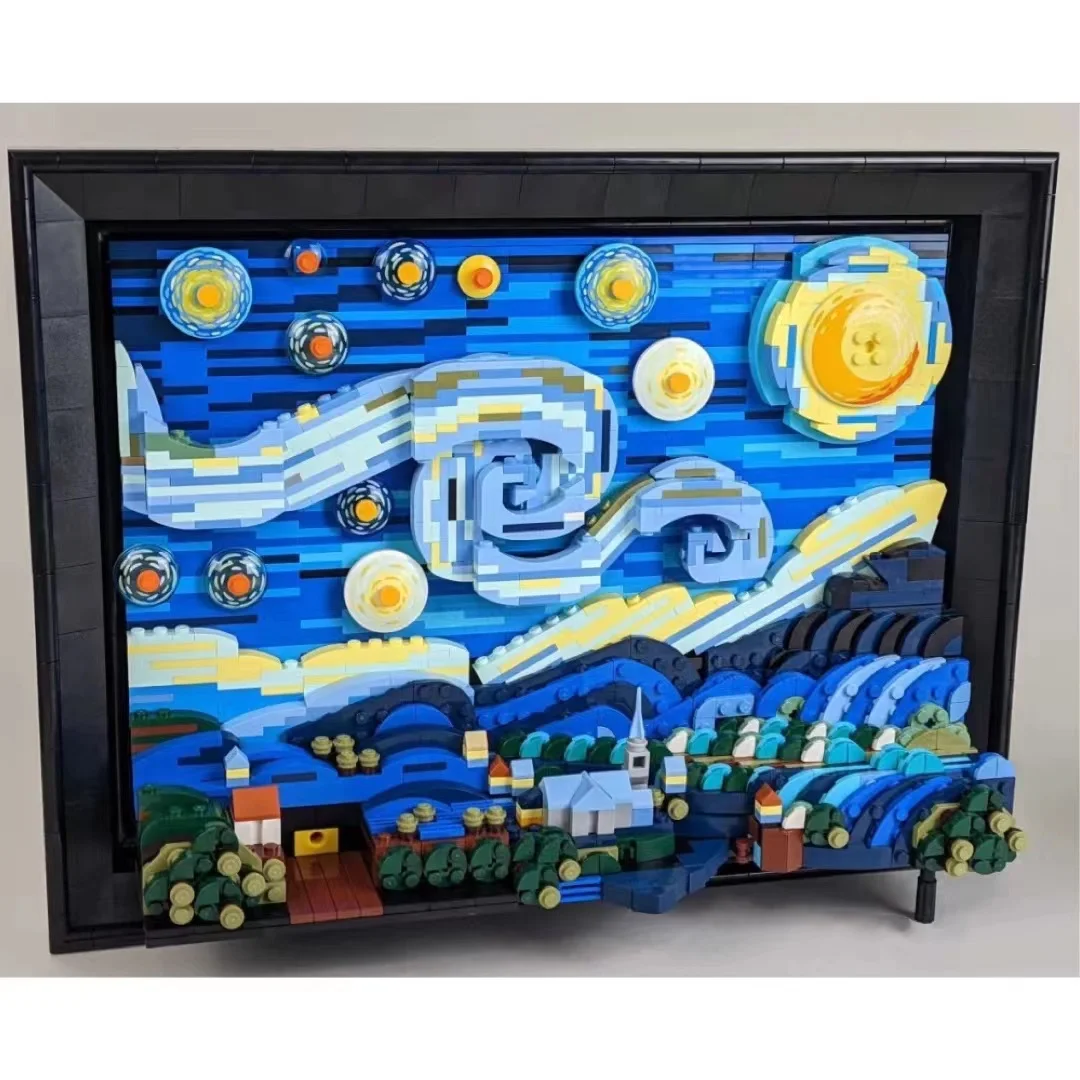 Vincent Van Gogh 21333 :The Starry Night 2316pcs Moc Art Painting Building Blocks Bricks Model Educational Toy Gift