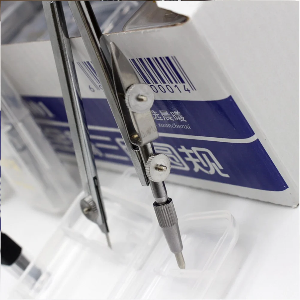 2 Pcs Metal Drawing Compasses Math Teaching Tools Student Office School Supplies