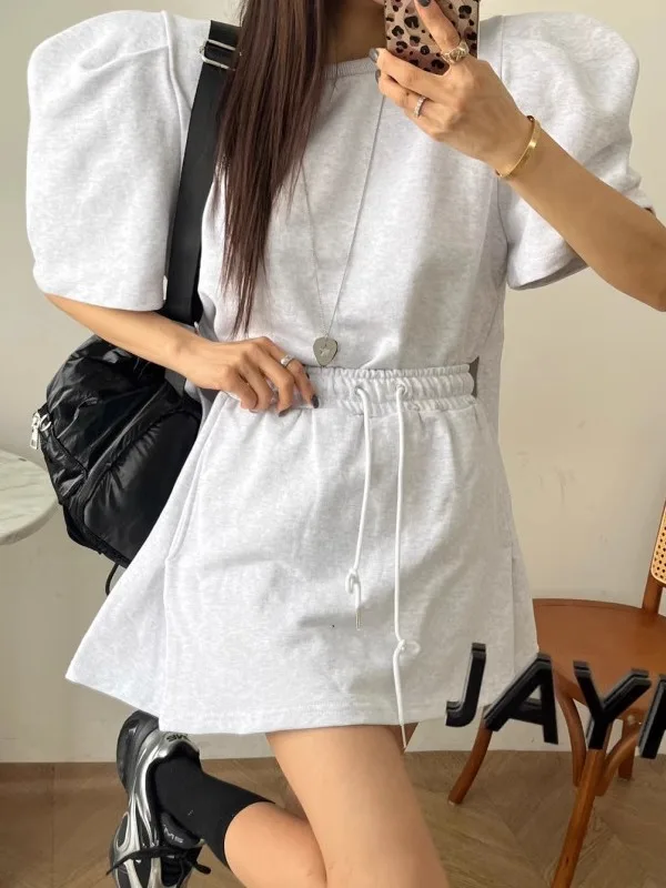 

Женская толстовка Bubble Sve, круглая, свободная, с разрезом, универсальная, с эластичной резинкой на талии, антилегкая юбка, комплект из хлопка