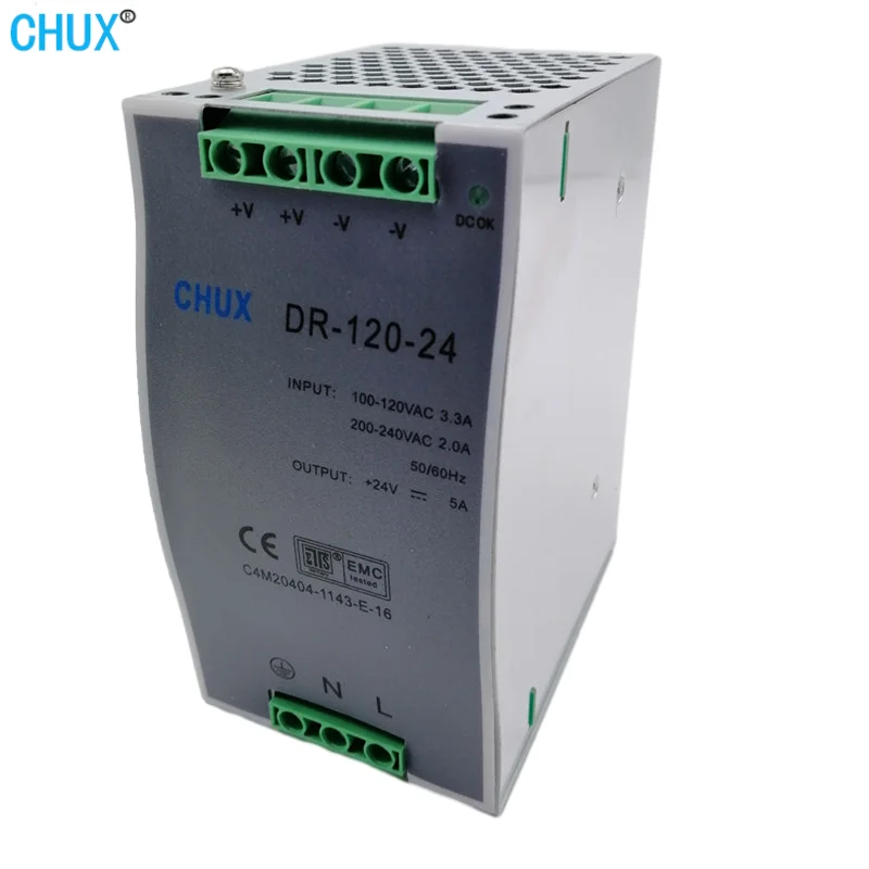 

CHUX 120W Single Output Switching Power Supply Din Rail Type 5V 12V 24V 48V LED Power Supplies For Industrial Transformer