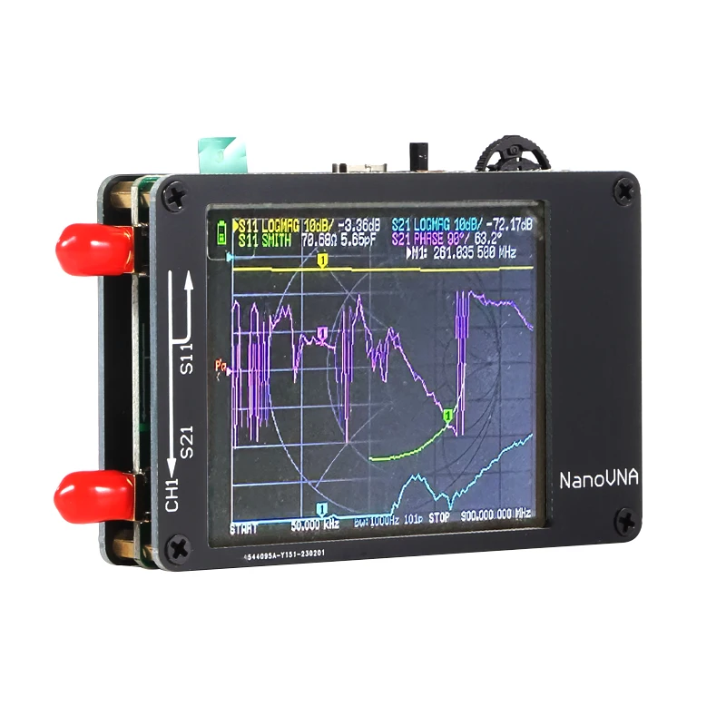 Metal kalkan + pil NanoVNA VNA vektör ağ analizörü 50KHz-900MHz dokunmatik ekran kısa dalga MF HF VHF UHF anten analizörü